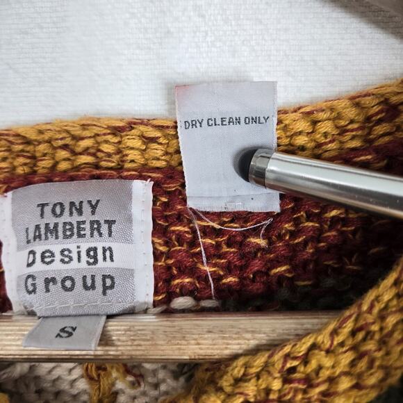 VTG Tony Lambert Design Group Cardigan Sweater Sz S Ivory Multicolor *READ* - Picture 9 of 15